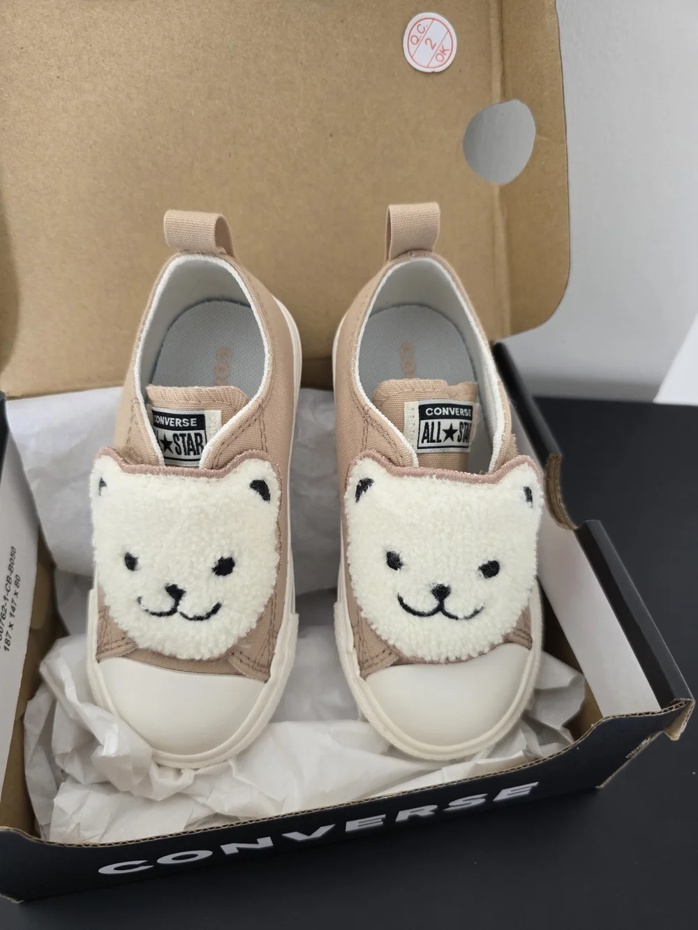 Converse Kids Beige Bear Slip-On Sneakers